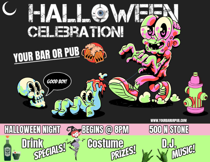 Black  Halloween Bar Ad Flyer (us Letter) template