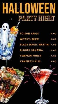Black Halloween Bar Menu Instagram Reel template