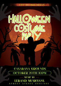 Black Halloween Costume Party Flyer A3 template