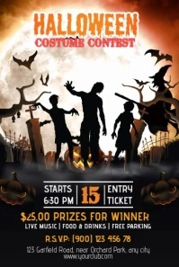 Black Halloween Costume Party Pinterest Graphic template