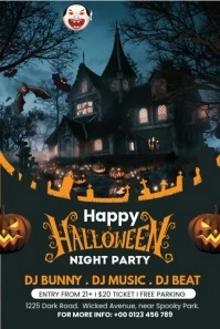 Black Halloween Horror Night Party Pinterest Graphic template