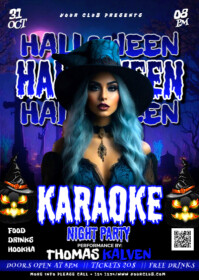 Black Halloween Karaoke Night Party Flyer A6 template