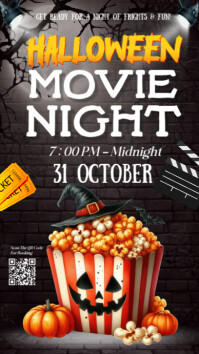 Black Halloween Movie Night Instagram Story template