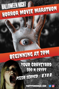 Black  Halloween Movie Night Invitation Poster Plakat template