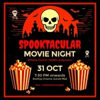 Black Halloween Movie Night Square (1:1) template