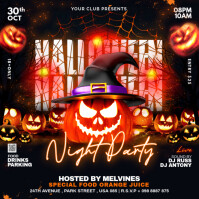 Black Halloween Night Party Flyer Instagram Post template