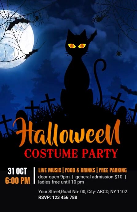 Plantilla de Black Halloween Night Party Tabloid | PosterMyWall