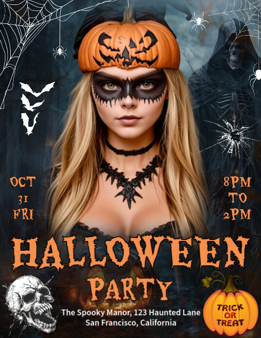 Black Halloween Party Invitation Flyer (us Letter) Template | PosterMyWall