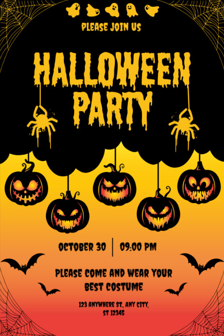 Plantilla de Black Halloween Party Poster | PosterMyWall