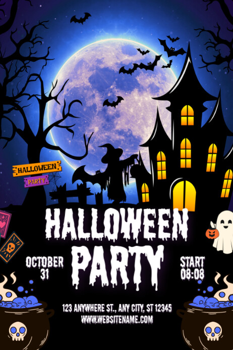 Black Halloween Party Poster Template | PosterMyWall