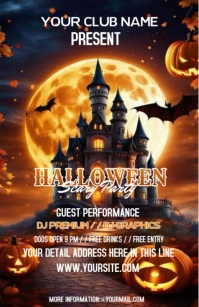 Black Halloween Scary Party  Half Page Wide template