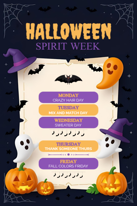 Plantilla de Halloween Spirit Week Pósters | PosterMyWall