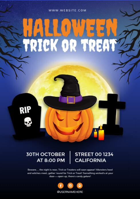 Black Halloween Event A4 Template | PosterMyWall