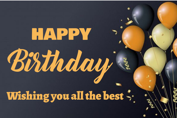 Black  Happy Birthday  Poster template