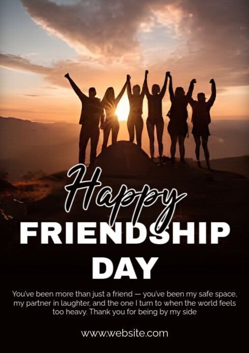 Black  Happy Friendship Day A4 template