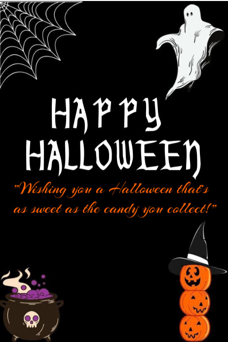 Black Happy Halloween Poster Template | PosterMyWall