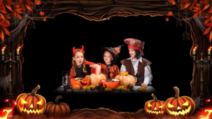 Black  Happy Halloween Video With Photos & Music Digital Display (16:9) template