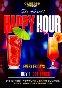Black Happy Hour Event A6 template