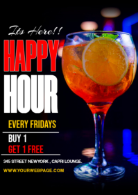 Black Happy Hour Promotion A6 template