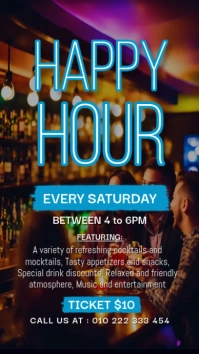 Black Happy Hour Template Instagram Story, ha Instagram-verhaal