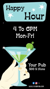 Black Happy Hour Video Ad Instagram Story template