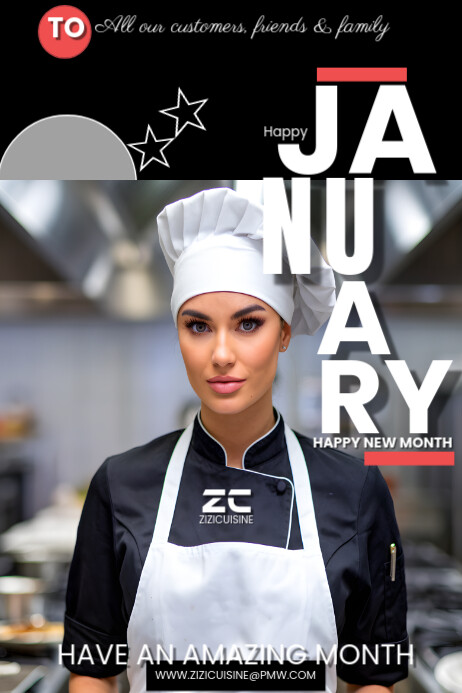 Black Happy January Poster Template | PosterMyWall