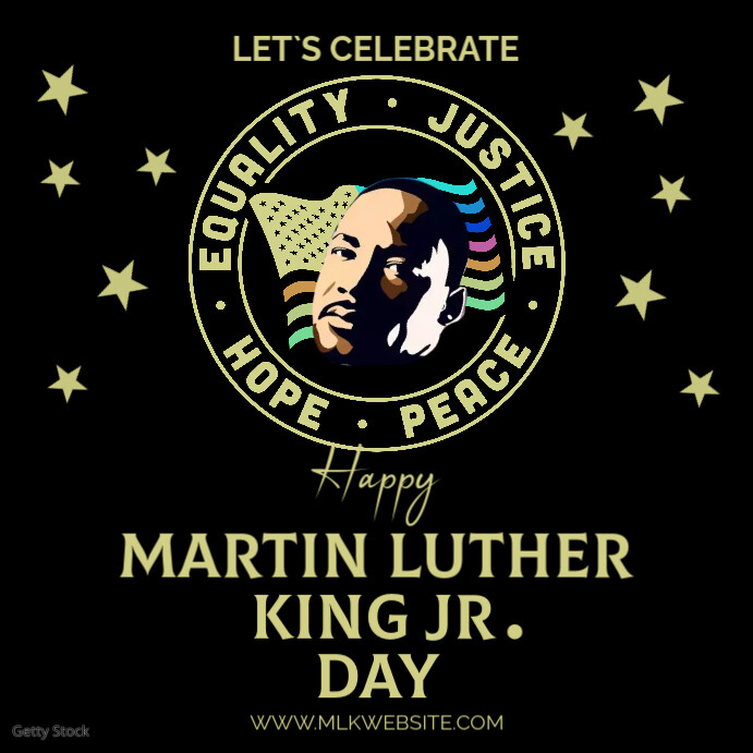 Copy of Black Happy Martin Luther King Jr Day Instagram Post | PosterMyWall