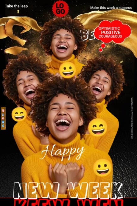 Black  Happy New Week  Poster Cartaz template