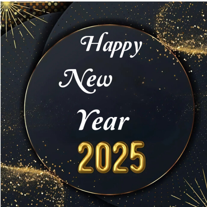 Black  Happy New Year 2025 Album Cover Capa de álbum template