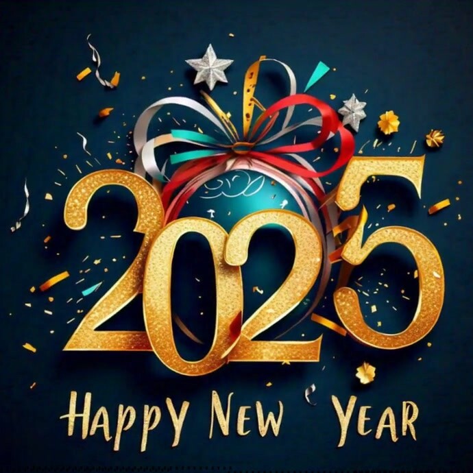 Black Happy New Year 2025 Gif Instagram Post template