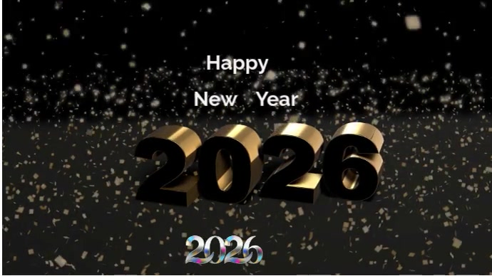 Black Happy New Year 2026 Digital Display (16:9) Template | PosterMyWall