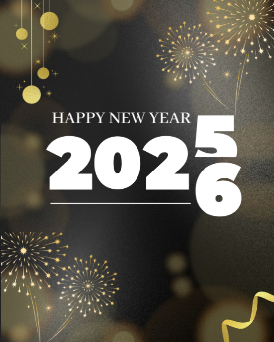Plantilla de Black Happy New Year 2026 Instagram Portrait | PosterMyWall