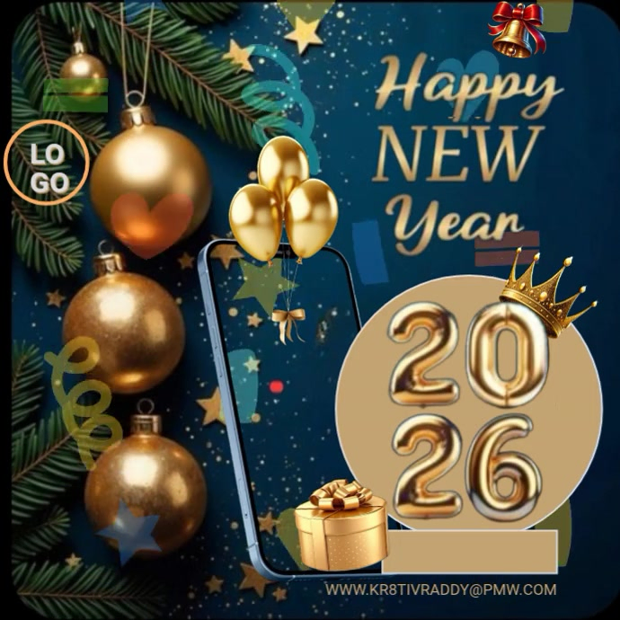 Black Happy New Year 2026 Instagram Post Template | PosterMyWall