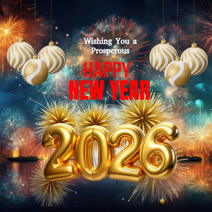 Black Happy New Year 2026 Instagram Post Template | PosterMyWall