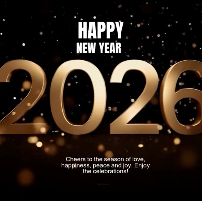 Black Happy New Year 2026 Video Instagram Post Template | PosterMyWall