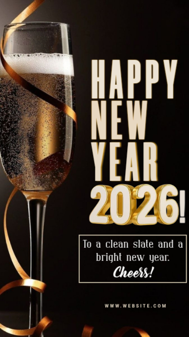 Plantilla de Black Happy New Year 2026 Wishes Facebook Story | PosterMyWall