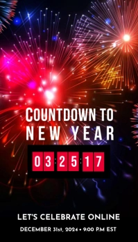 Black  Happy New Year Countdown Business Card template