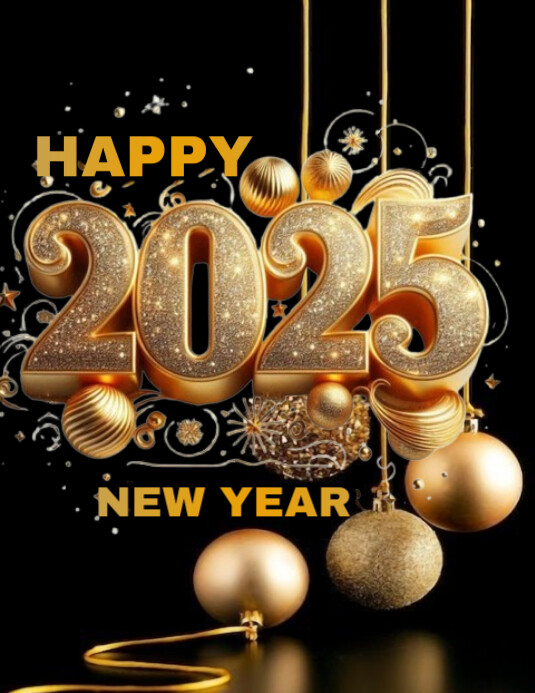 Copy of Black Happy New Year Flyer (us Letter) | PosterMyWall