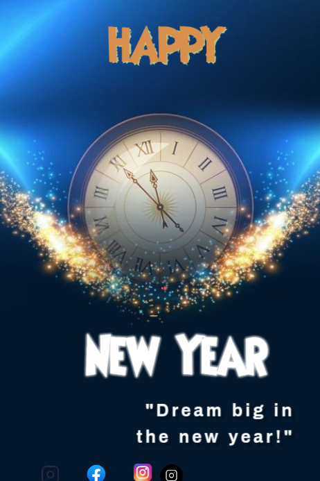 Black Happy New Year Flyer Design Poster Template | PosterMyWall