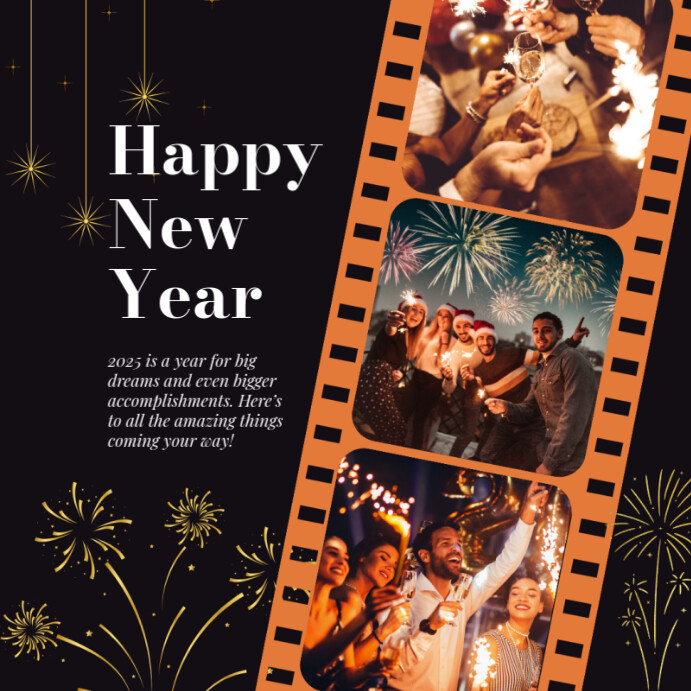 Copy of Black Happy New Year Instagram Post | PosterMyWall