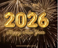 Black Happy New Year  Medium Rectangle template