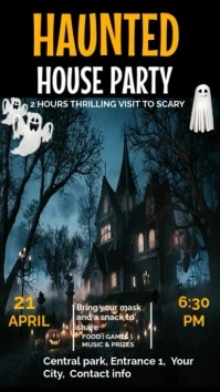 Black  Haunted House Party Instagram Reel template