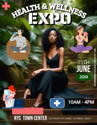 Black Health and Wellness Expo Flyer Video Løbeseddel (US Letter) template