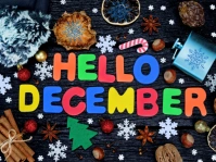 Black  Hello December Yard Sign Znak podwórkowy template