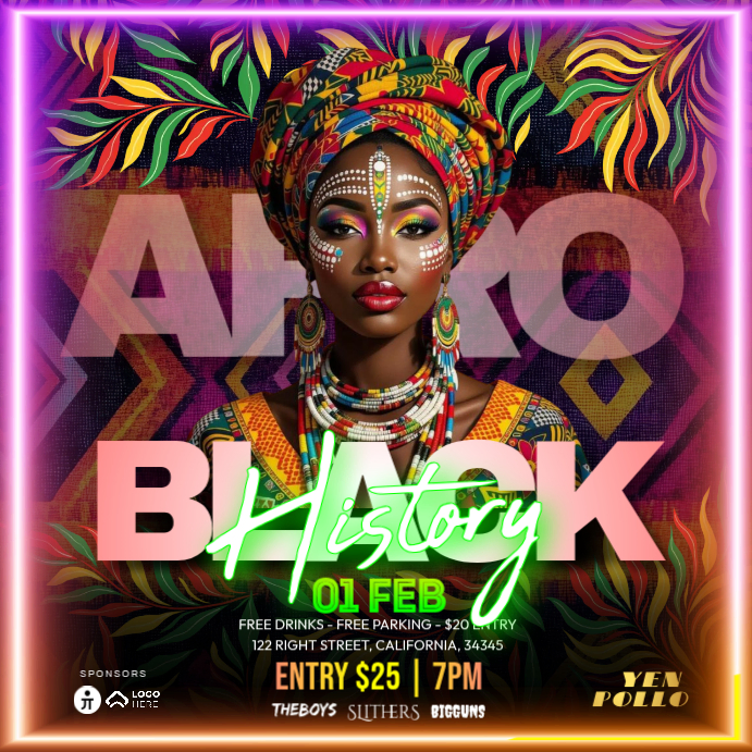 Copy of Black History Afro Night Party | PosterMyWall