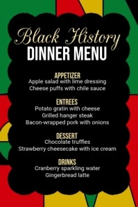 Black History Dinner Menu Poster template