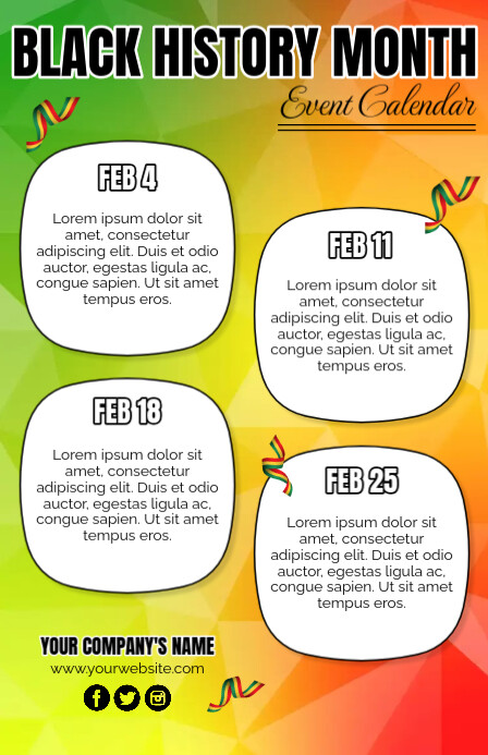 Black History Month, Event Calendar 小报 template