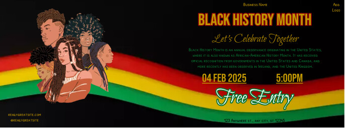black history month celebration invitation Facebook Omslag Foto template