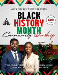 Black History Month Church Flyer Template | Community Worship Service Design