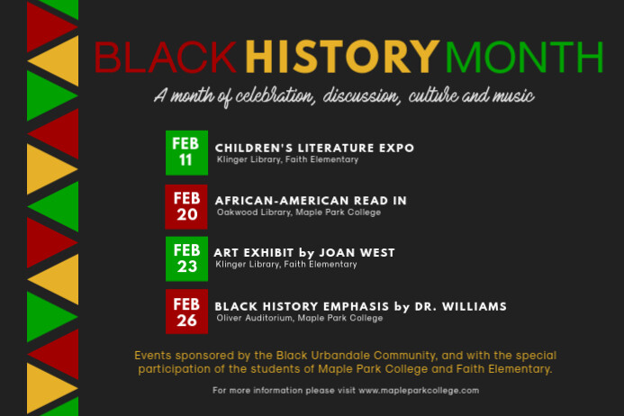 Black History Month Cultural Event Schedule Poster Плакат template